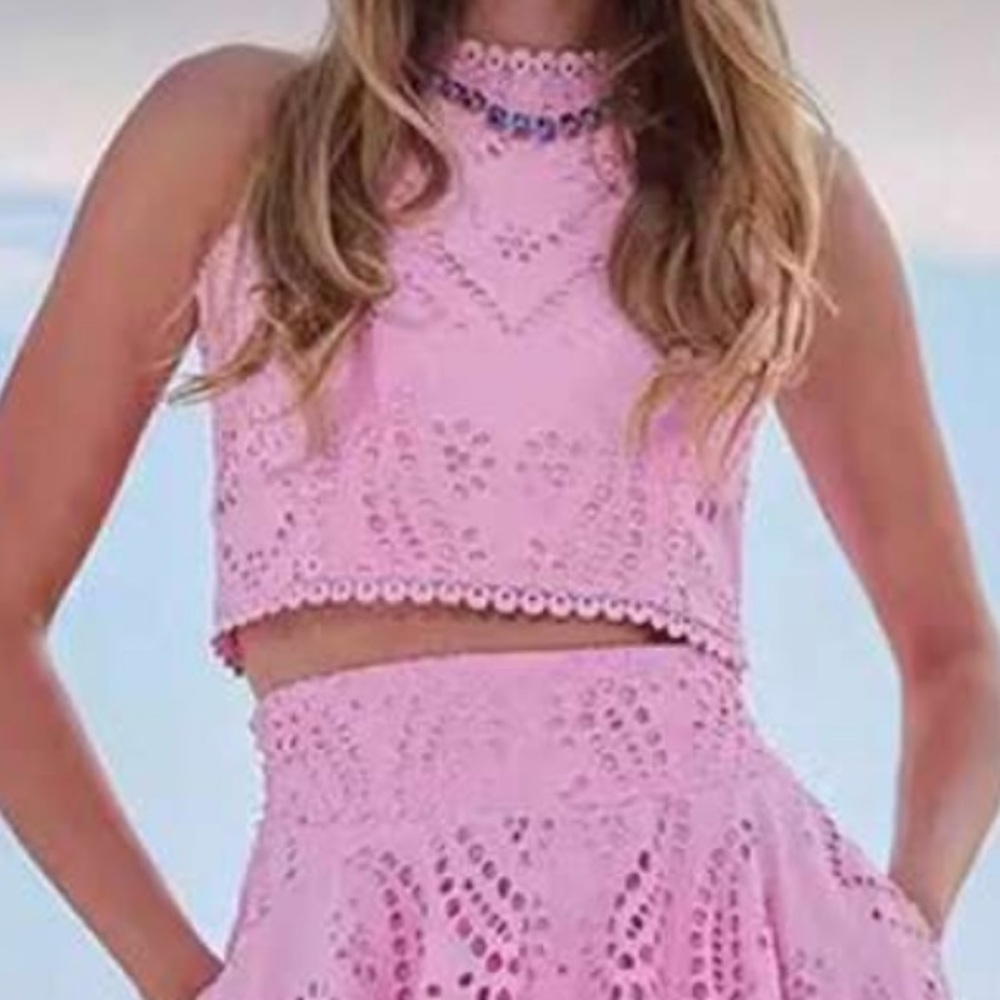 Pink Eyelet Two-Piece Maxi Dress - Picture 3 of 6